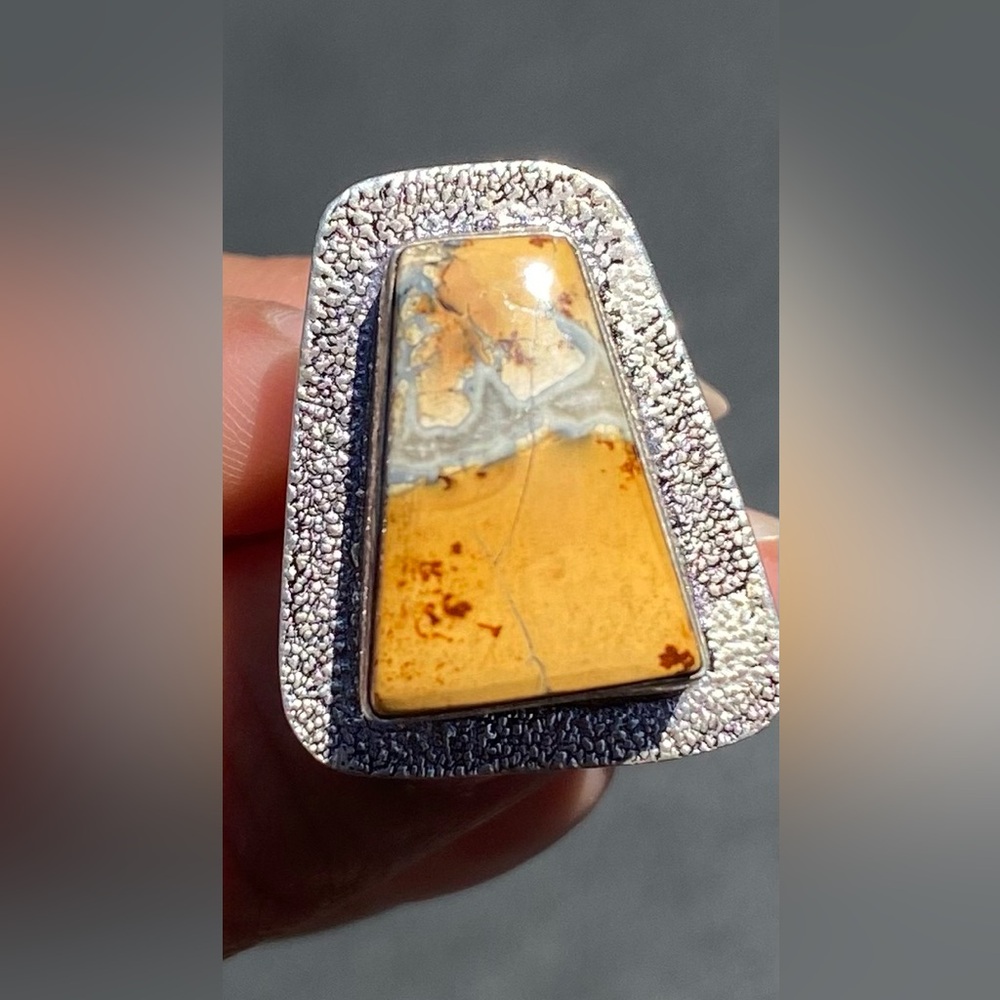 Jasper 925 Silver Ring - image 1